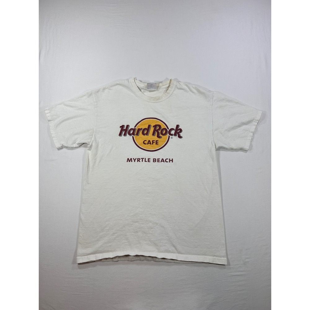 Hard Rock Cafe Myrtle Beach White Graphic T-Shirt Mens Large Short Sleeve Cotton